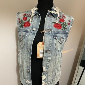 Denim & Supply Ralph Lauren Distressed Blue Denim Vest
